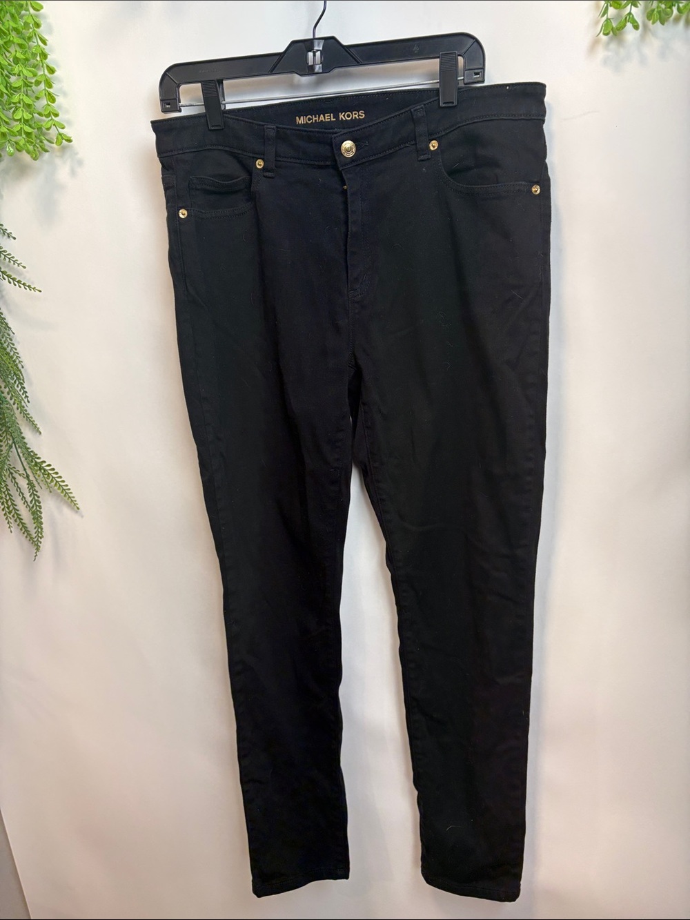 Michael Kors Black Skinny Jeans with Gold-Tone Accents